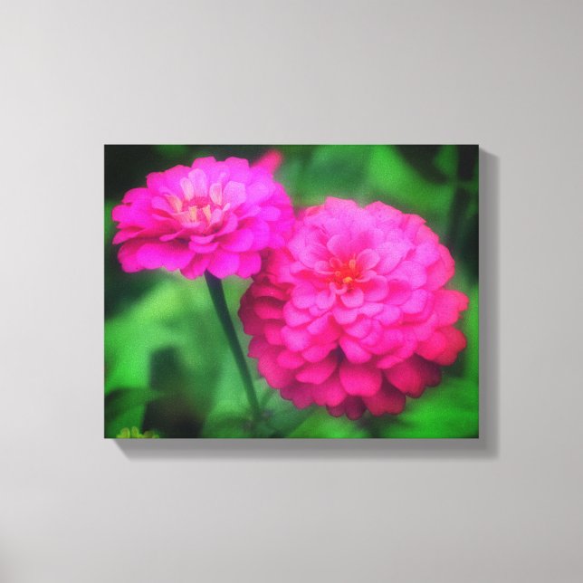 Pink Zinnia Blume Pair Leinwanddruck (Vorderseite)