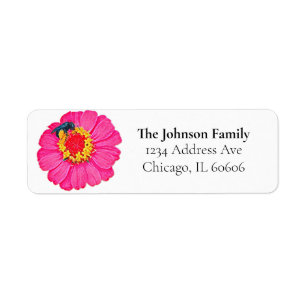 Pink Zinnia Floral Rücksendeadressen-Aufkleber