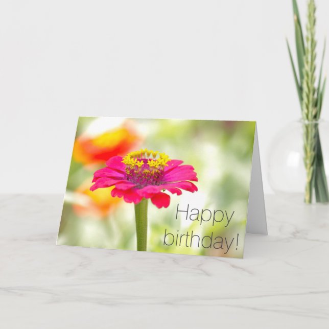 Pink Zinnia Geburtstagskarte Karte (Vorderseite)