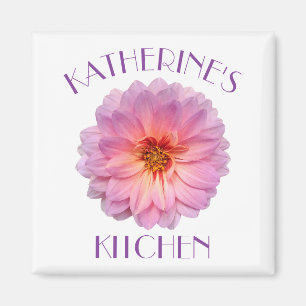 Pink Zinnia mit Individuelle Name Küche Magnet