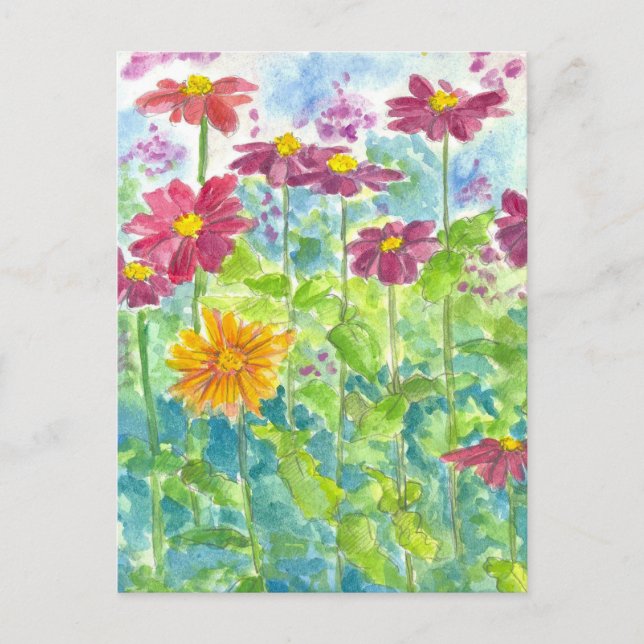 Pink Zinnia Wildblume Wine tasting in der Fattoria Postkarte (Vorderseite)