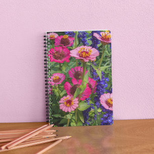 Pink Zinnias and Blue Salvia Floral Notizbuch