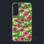 Pink Zinnias auf hellgrün Samsung Galaxy Hülle<br><div class="desc">Handgemalte Zinnia-Blume</div>
