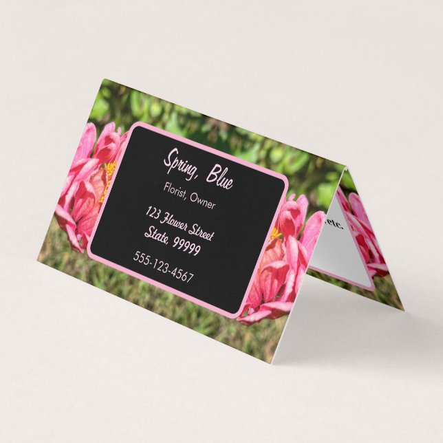 Pink Zinnias Custom Visitenkarten (Vorderseite)