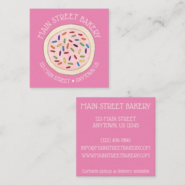Pink Zucker Backwaren Bäckerei Konditorei Koch Quadratische Visitenkarte (Vorne/Hinten)