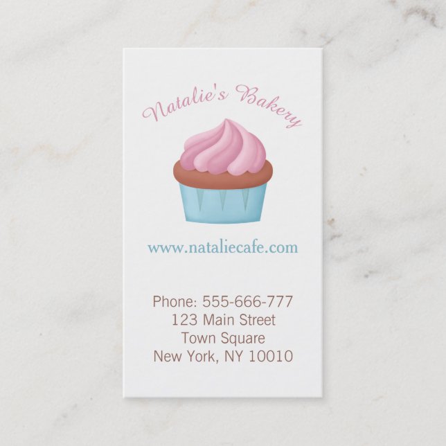Pink Zuckerguss Cupcake Patisserie Visitenkarte (Vorderseite)