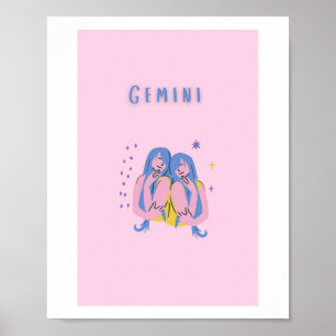 Pink Zwillinge, Sternzeichen, Sternzeichen-Druck Poster