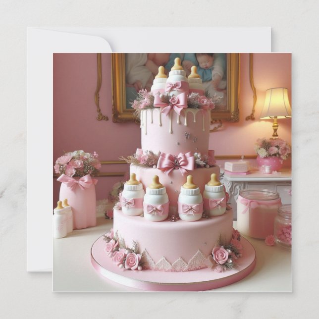 PINKBABYFLASCHENKABEL, BABYDUSCHE EINLADUNG (Vorderseite)