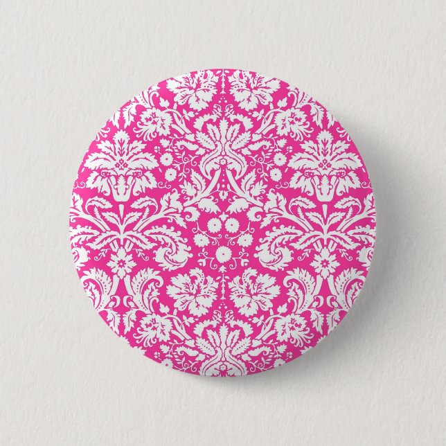 Pinkdamastmuster Button (Vorderseite)