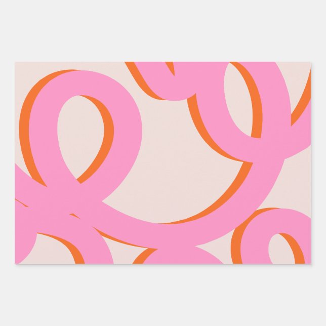 Pinke Abstrakte Linie Pinselstriche Geschenkpapier Set (Vorderseite)