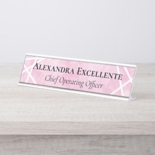 Pinke Aquarellfarben Geometrische moderne, benutze Schreibtischnamensplakette