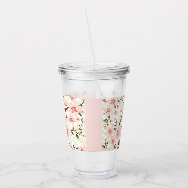 Pinke Blumen Acryltrinkbecher (Links)