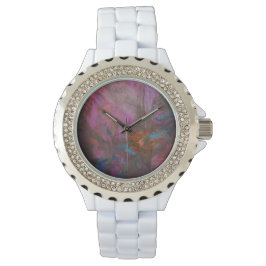 Pinke Blumen Armbanduhr