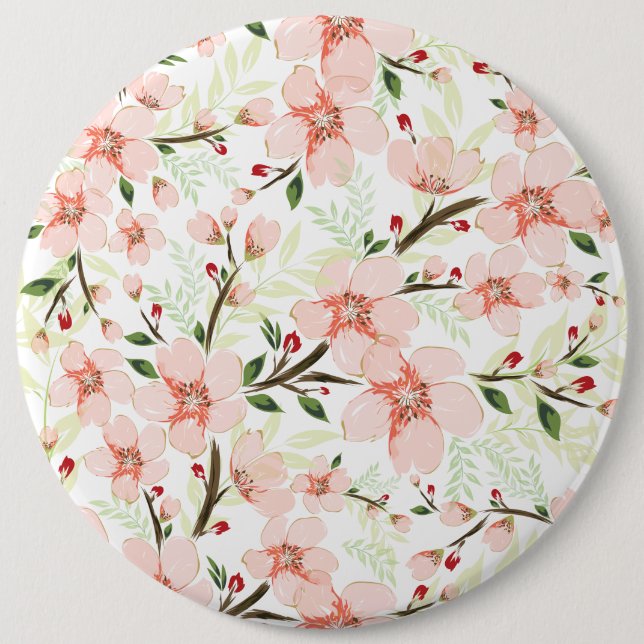 Pinke Blumen Button (Vorderseite)