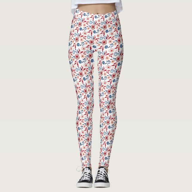 Pinke Blumen Leggings (Vorderseite)