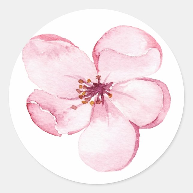Pinke Blumen Runder Aufkleber (Vorderseite)