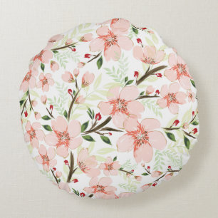 Pinke Blumen Rundes Kissen