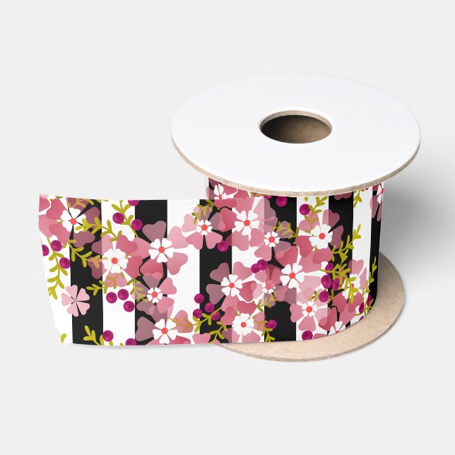 Pinke Blumen Satinband (Spule)