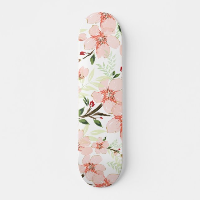 Pinke Blumen Skateboard (Vorne)