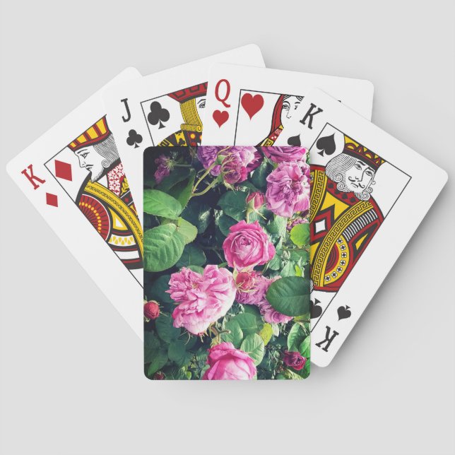 Pinke Blumen Spielkarten (Rückseite)