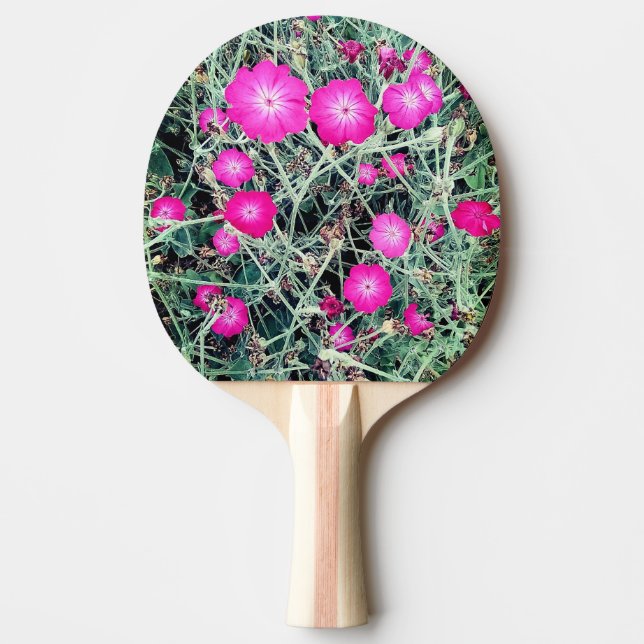 Pinke Blumen Tischtennis Schläger (Vorderseite)