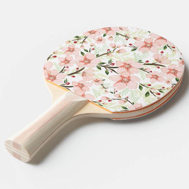 Pinke Blumen Tischtennis Schläger (Vorderseite)