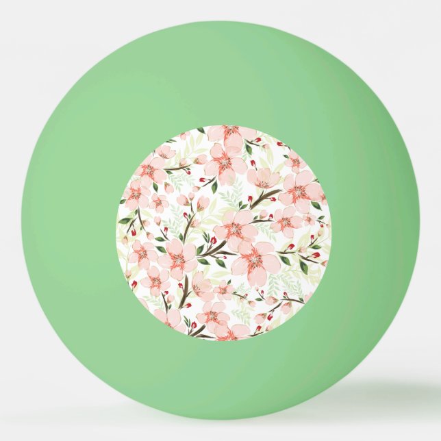 Pinke Blumen Tischtennisball (Rückseite)