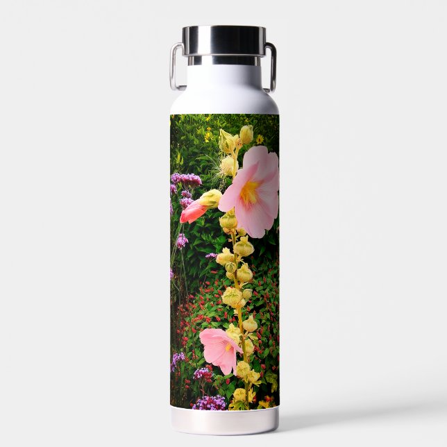 Pinke Blumen Trinkflasche (Vorne)