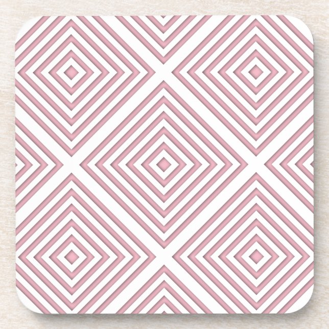 Pinke geometrische Quadrate Untersetzer (Vorderseite)