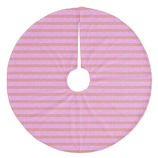 Pinke geometrische Streifen Fleece Weihnachtsbaumdecke