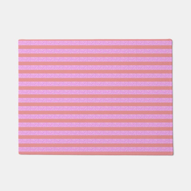 Pinke geometrische Streifen Fußmatte (Vorderseite)