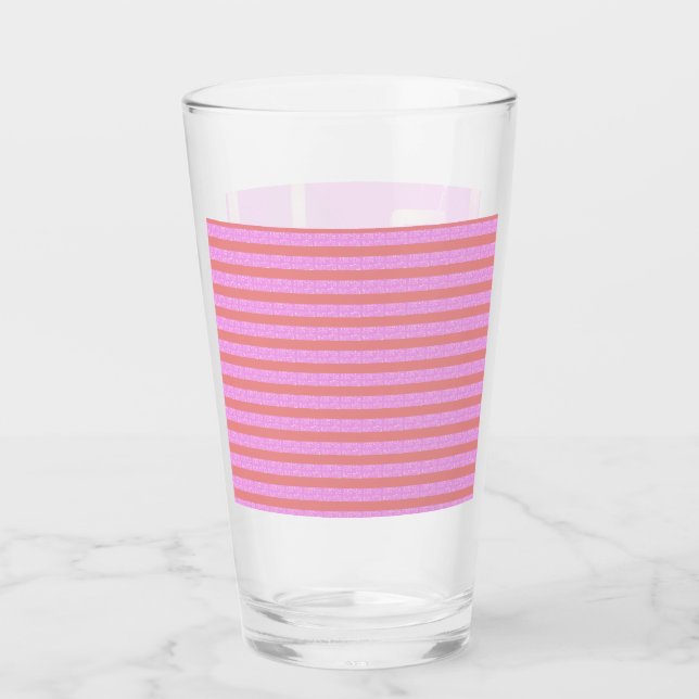 Pinke geometrische Streifen Glas (Vorderseite)