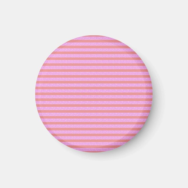 Pinke geometrische Streifen Magnet (Vorne)