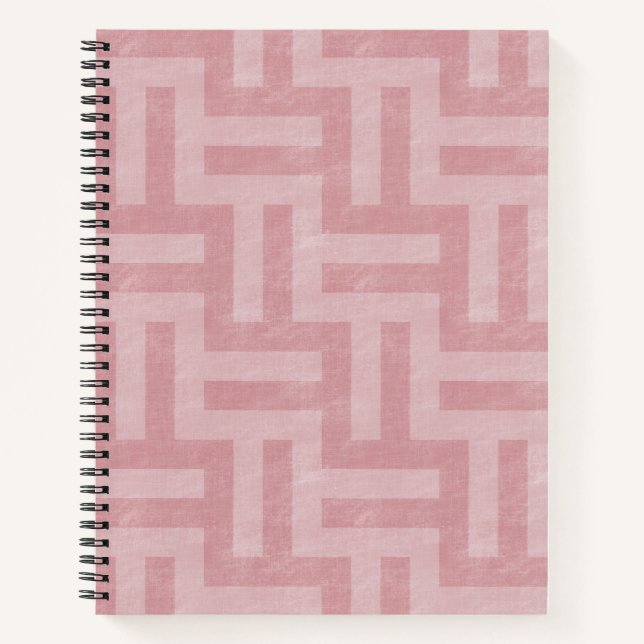 Pinke geometrische Streifen Notizbuch (Vorderseite)