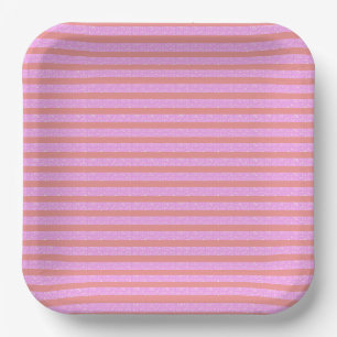 Pinke geometrische Streifen Pappteller