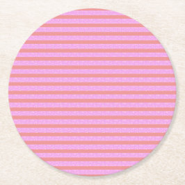 Pinke geometrische Streifen Runder Pappuntersetzer