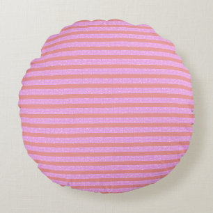 Pinke geometrische Streifen Rundes Kissen