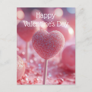 Pinke Herz Cake Pops Valentinstag Postkarte