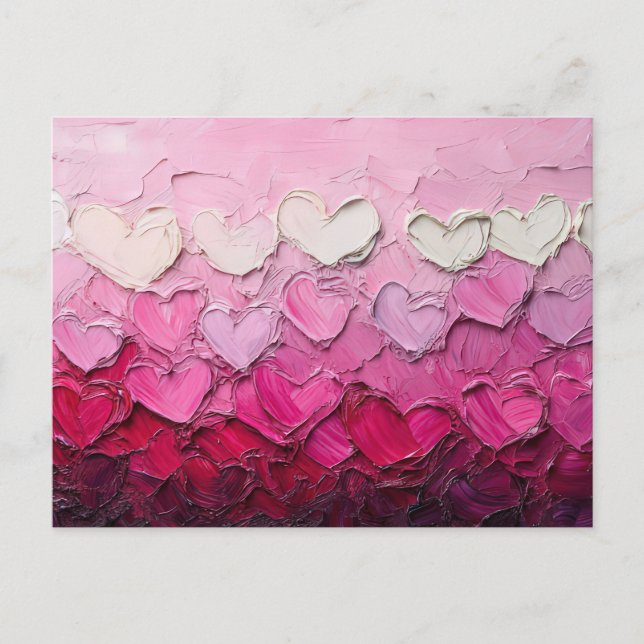Pinke Herzen Acryl Malerei Valentinstag Postkarte (Vorderseite)