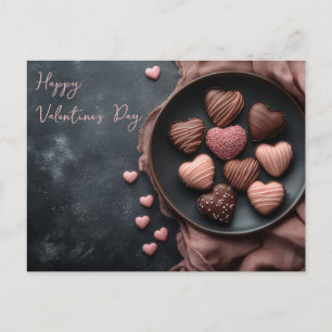 Pinke Herzen aus Schokolade Valentinstag Postkarte