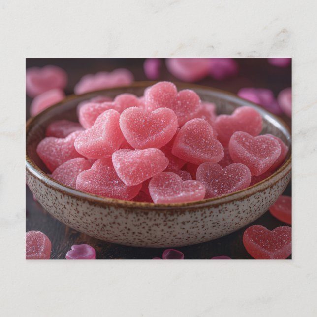 Pinke Herzen aus Zucker Valentinstag Postkarte (Vorderseite)