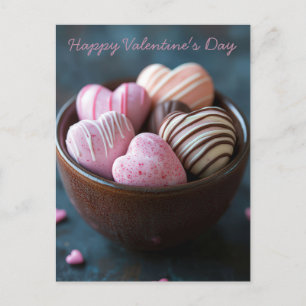 Pinke Schokoladenherzen Valentinstag Postkarte
