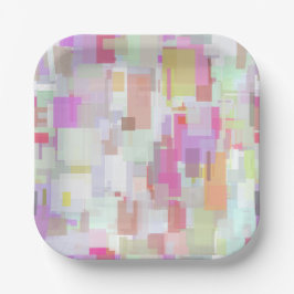Pinke und blaue geometrische Abstraktion Pappteller
