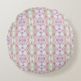 Pinke und blaue geometrische Abstraktion Rundes Kissen