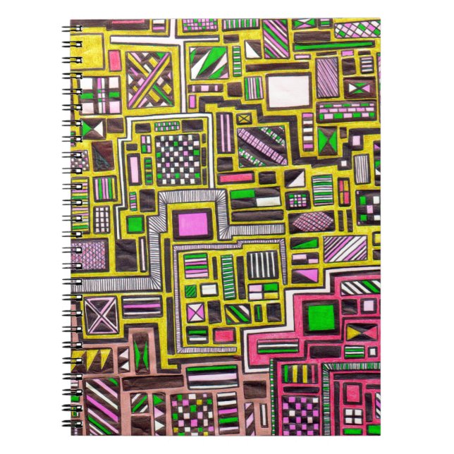 Pinke und gelbe geometrische Formen Pop Art Punk Notizblock (Vorderseite)