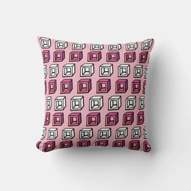 Pinke und geometrische Pop-Cubes Kissen (Vorderseite)
