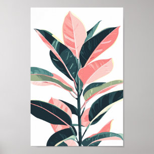 Pinke und grüne Gummipflanze🌿 🌸 Poster