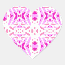 Pinke Weißes geometrisches Art Deco Valentine Lieb Herz-Aufkleber