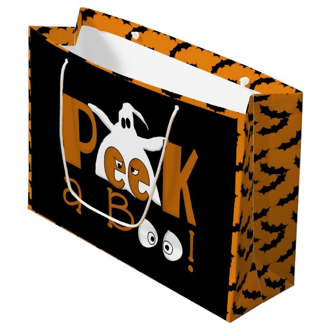 Pinkeln Halloween Ghost große Geschenktasche Geschenktüte (Vorderseite Schrägansicht)