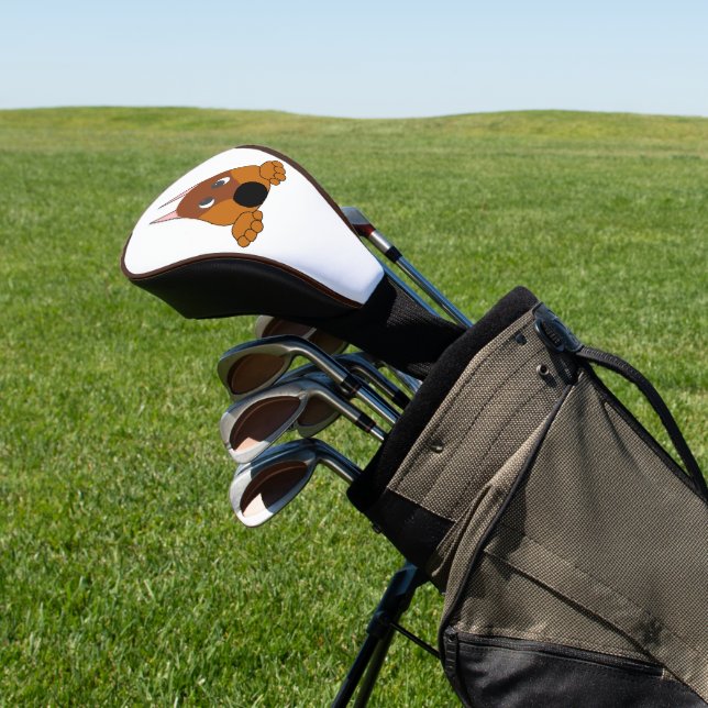 Pinkender Dobermann rot und rost Golf Headcover (In SItu)